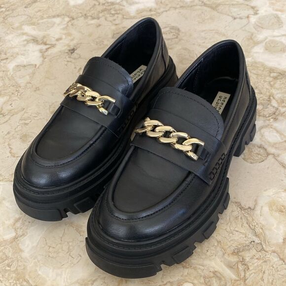 Design Lab Meera Lug Platform Loafers Black Vegan Leather - Picture 4 of 14